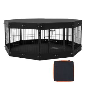 Dog Playpen, 8 Pcs 24 x 24 in Panels Foldable Metal Pet Exercise Pen, Dog Fence Indoor and Outdoor Pen with Door, Storage Bag