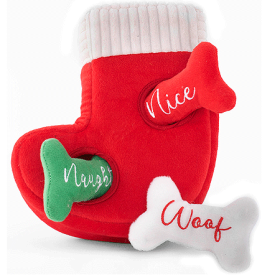 ZIPPY PAWS Holiday Burrow (Option: Naughty or Nice Stocking)