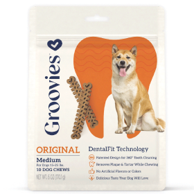GROOVIES Dog Dental Chews (Option: 6oz Medium 10ct)