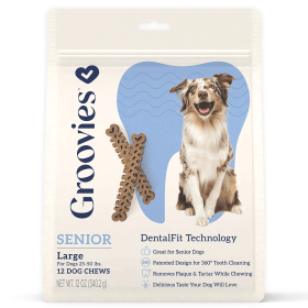 GROOVIES Senior Dog Dental Chews (Option: 12oz Large 12ct)